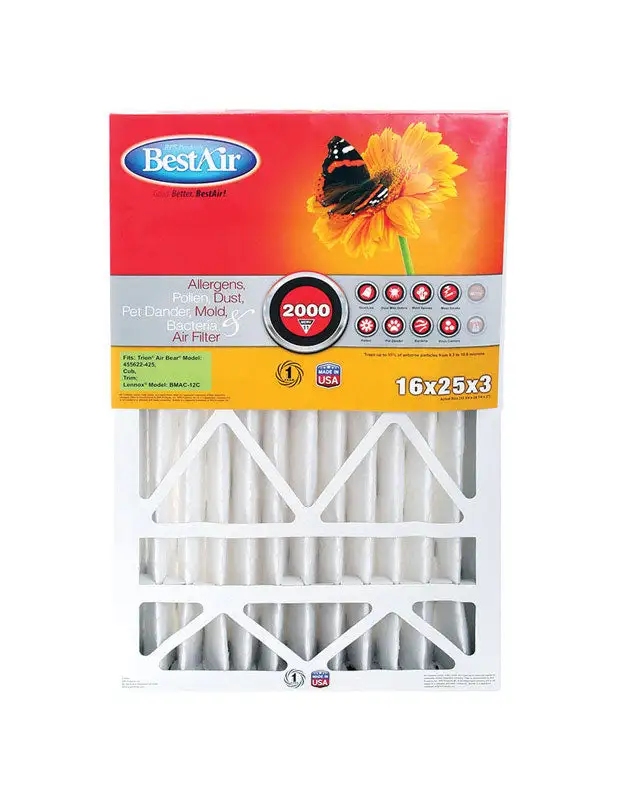 BestAir 25 W x 16 H x 3 D 11 MERV Pleated Air Filter Pack 3