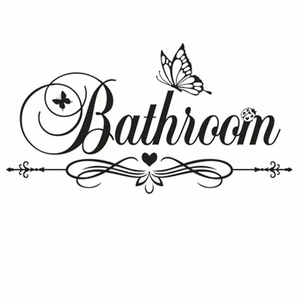 1Pcs Bathroom Restroom Toilet Door Sign Art Vinyl Home Decor Wall Sticker Decal HeQu
