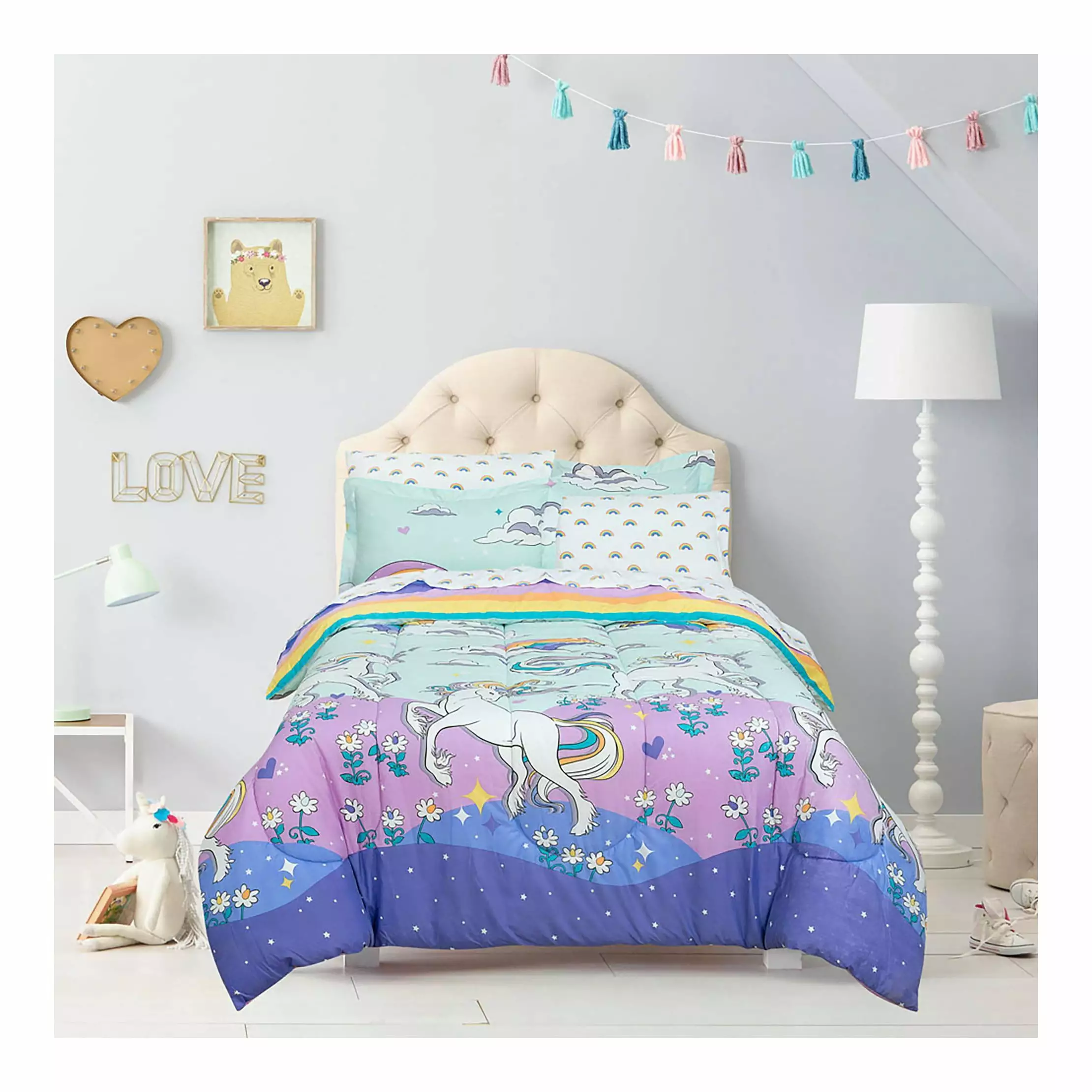 Full Size Magical Unicorn Kids Bed Bag Super Soft Complete Bedding Set HUDAN