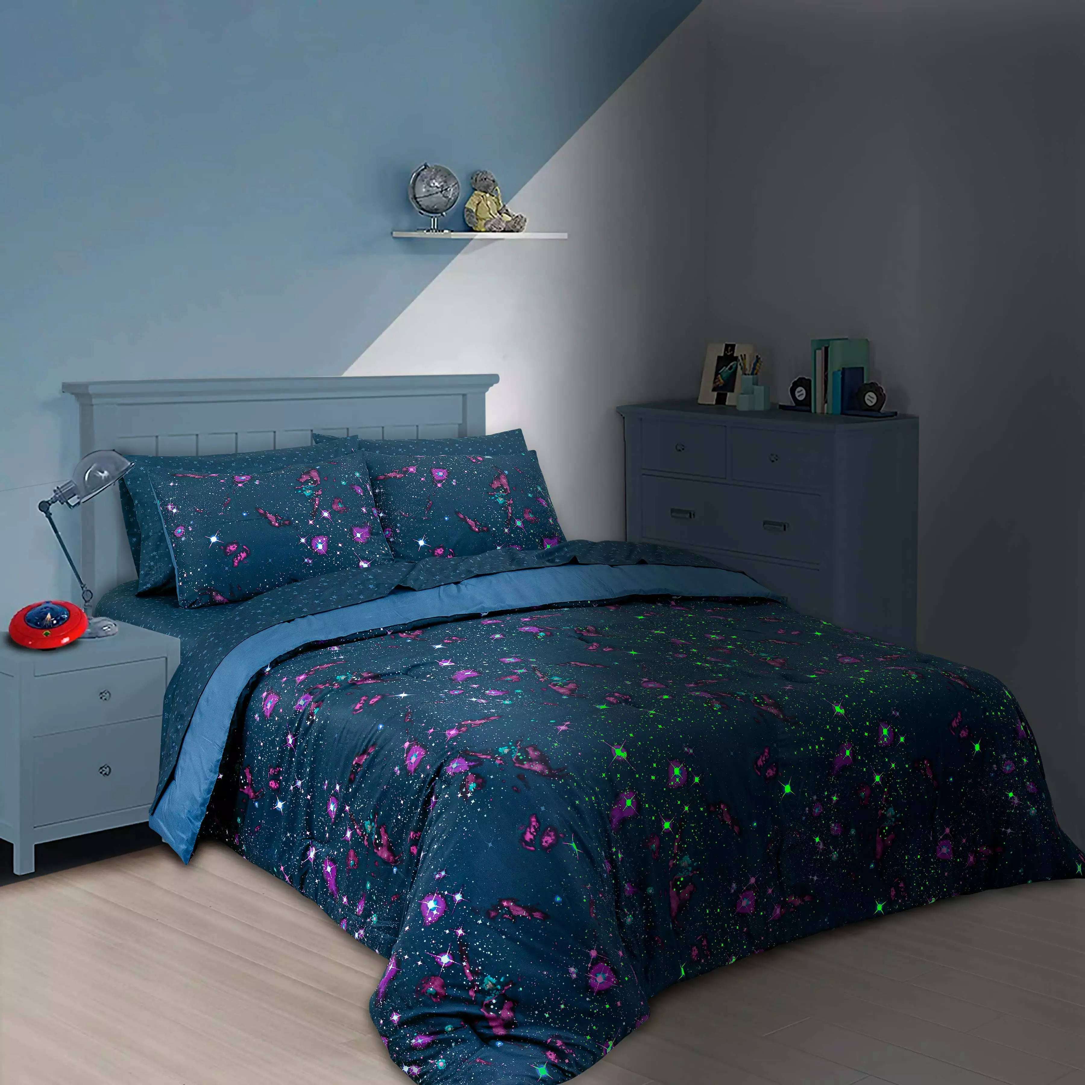 Kidz Mix Galaxy Glow Twin Bed Bag Complete Kids Bedding Set