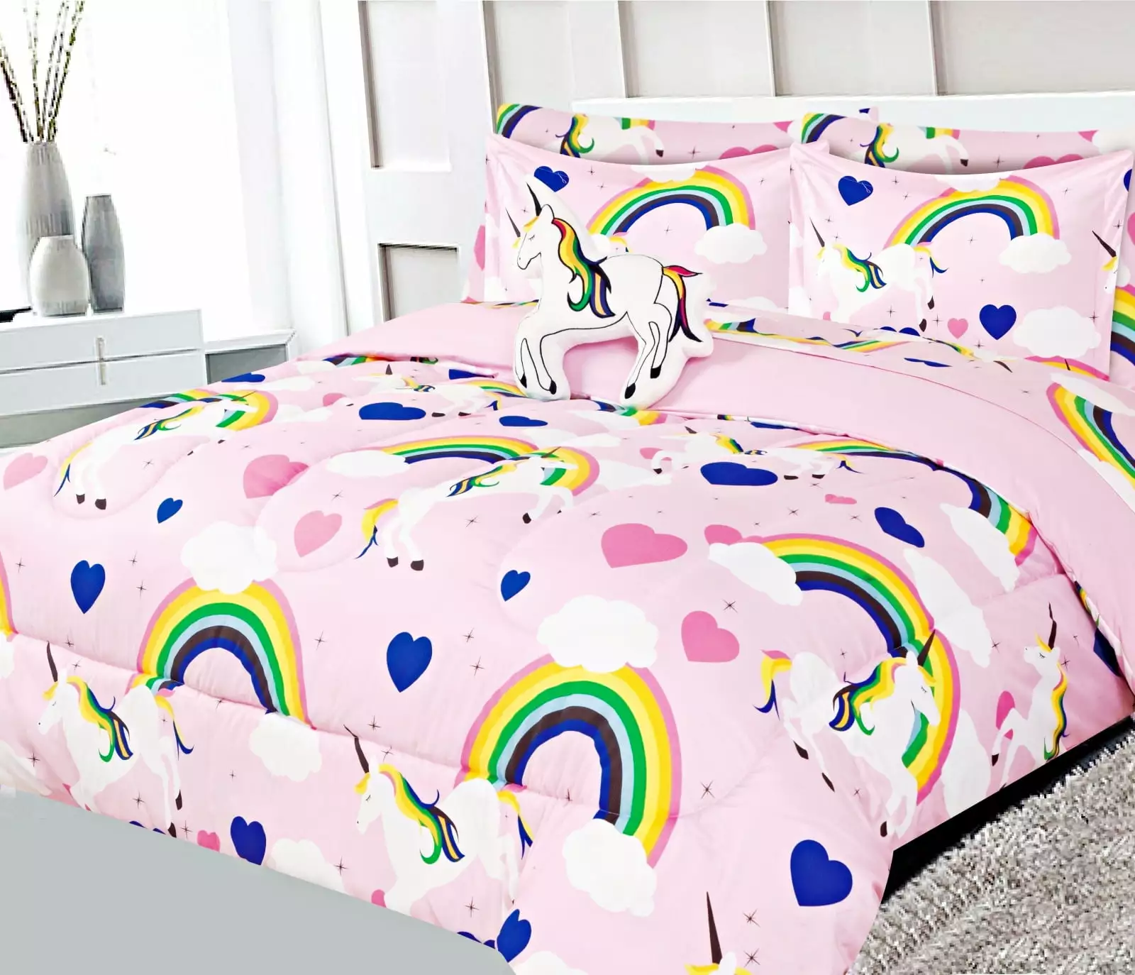 Full Size Crown Purple Bed Bag Set Matching Sheets Plush Toy and Sham SAMIMPORT-2011