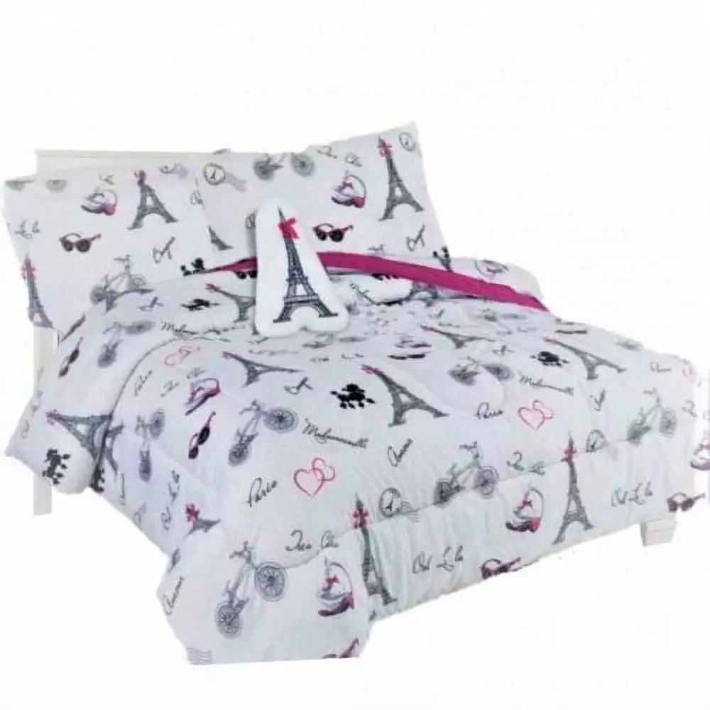 Kids Twin Size Bed Bag 6 Piece Set Lightweight Paris Eiffel Character Design SAMIMPORT-2011