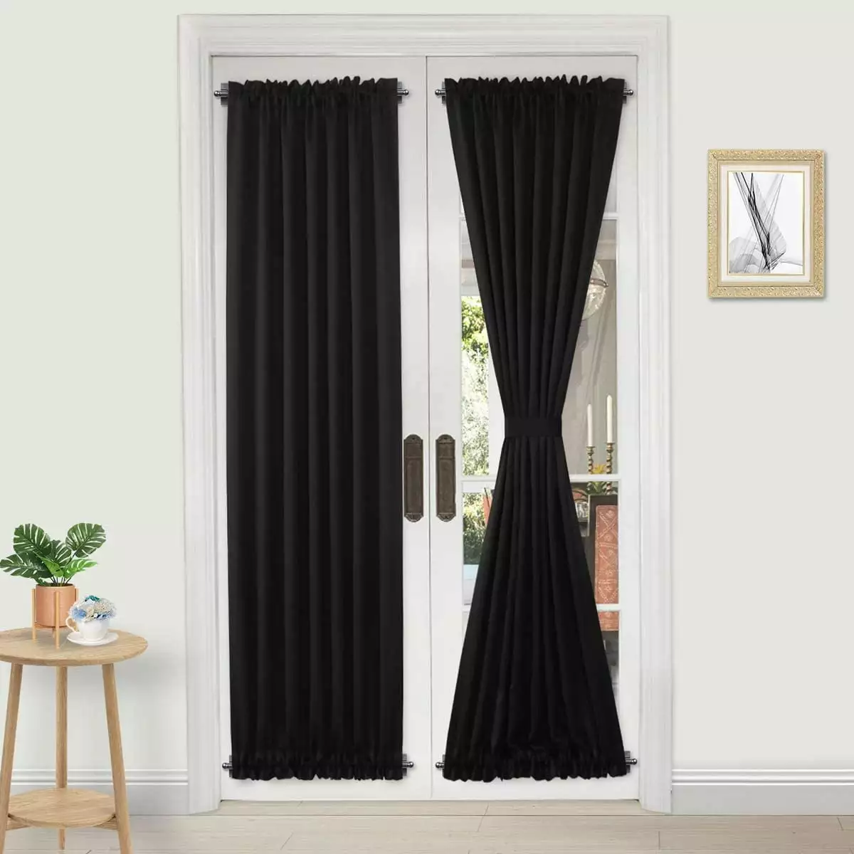 Emlimny French Door Curtains Rod Pocket Thermal Blackout Curtains Doors Glass Window Kitchen and Patio Doors Privacy 25 X ...