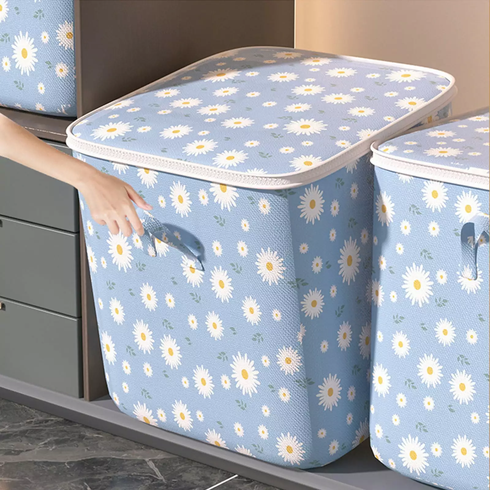 XEOVHV Large Blanket Storage Bags Foldable Organizer Reinforced Handle