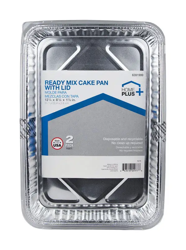 Home Plus Durable Foil Cake Pan 8-1/8 x 12-1/4 Silver 2 Pack 12 Sets
