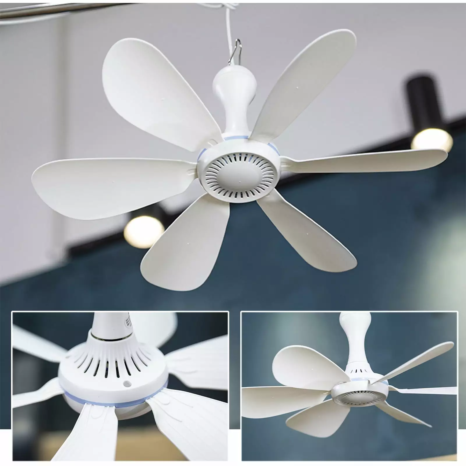 Wioihee Travel-friendly Ceiling Fan Mini USB Tent Fan Camping Outdoor Hanging Gazebo Tents DC 5V