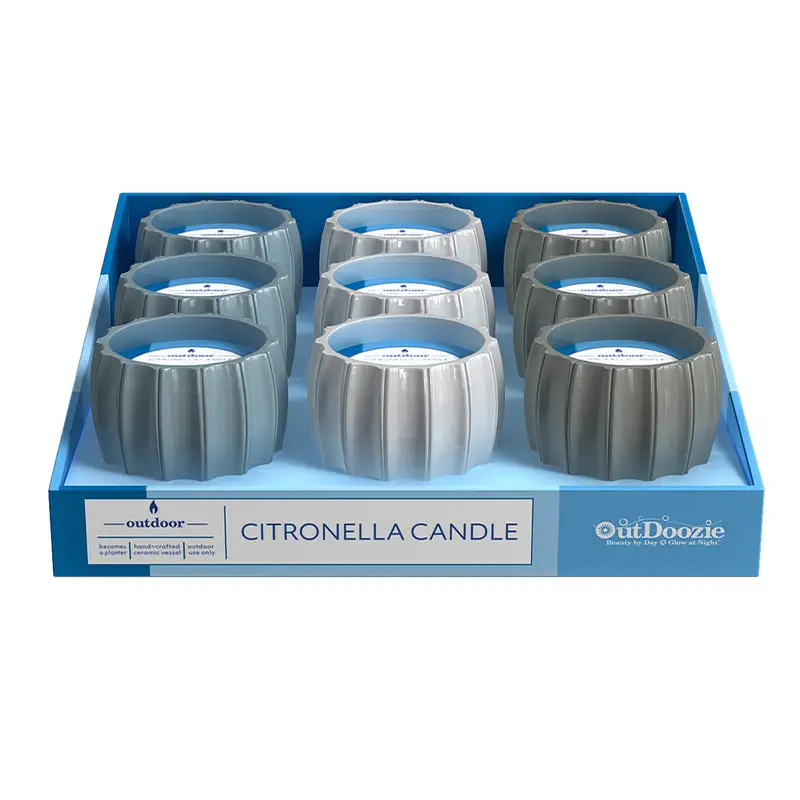 Outdoozie Assorted Ceramic 4 H Contour Citronella Candle Pack 9 Mosquito Repellent