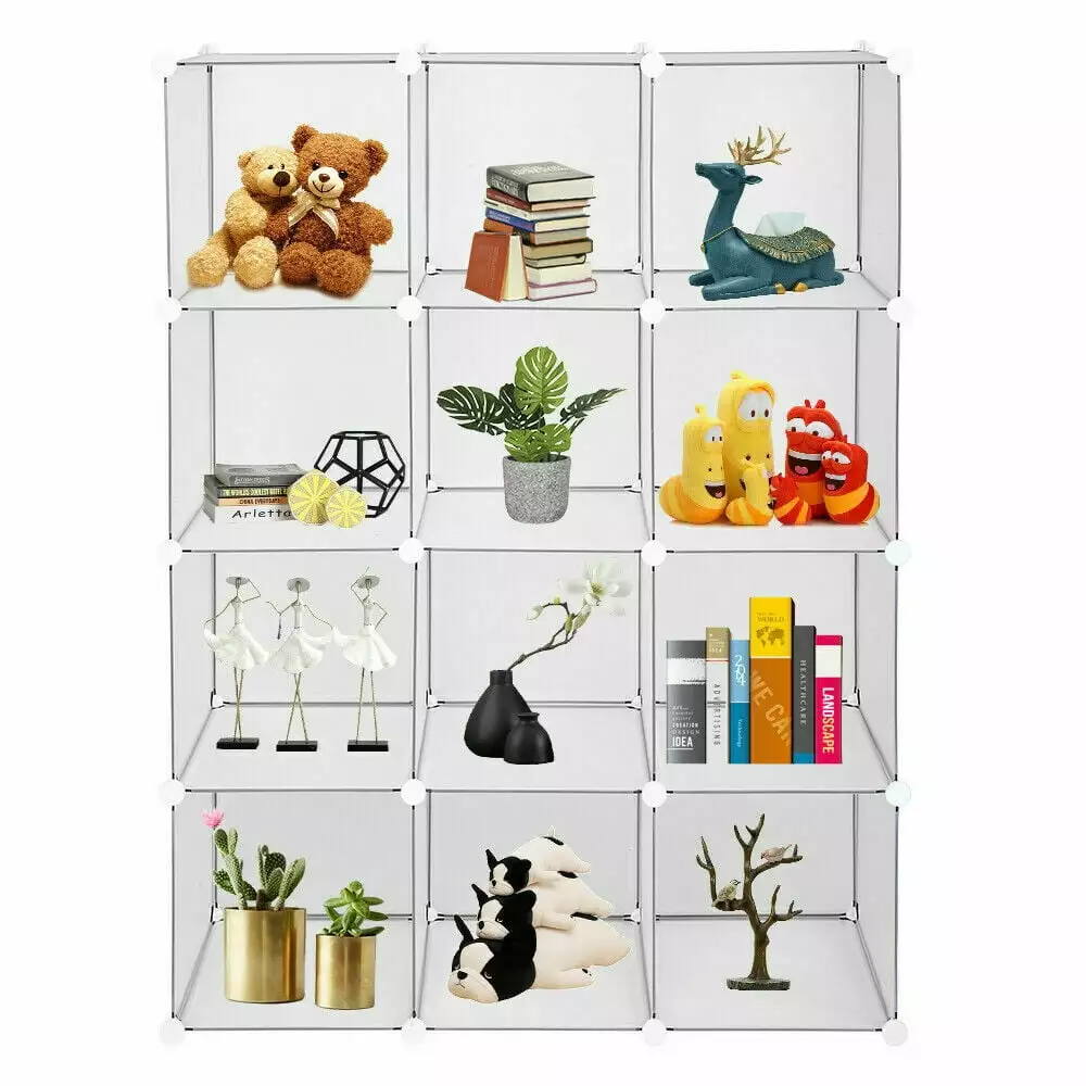 12 Cubes Storage Organizer DIY Stackable Shelves Modular Bookcase Books Clothes Toys LESTHAN8