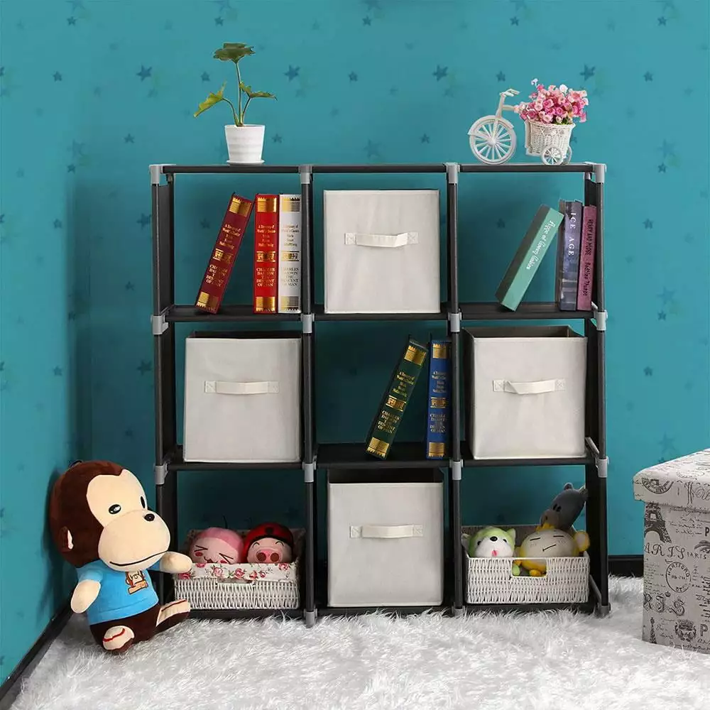 Zimtown 9 Cube DIY Cube Storage Shelves Open Bookshelf Closet Bedroom Black
