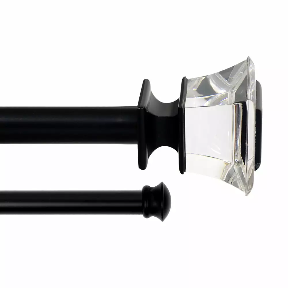 Lumino 1 Inch Black Alice Acrylic Double Curtain Rod Set 42-120 Width