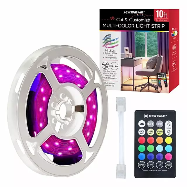 Xtreme Lit Cut & Customizeedizable 10ft LED Light Strips Indoor Colors and Modes Corded Electric