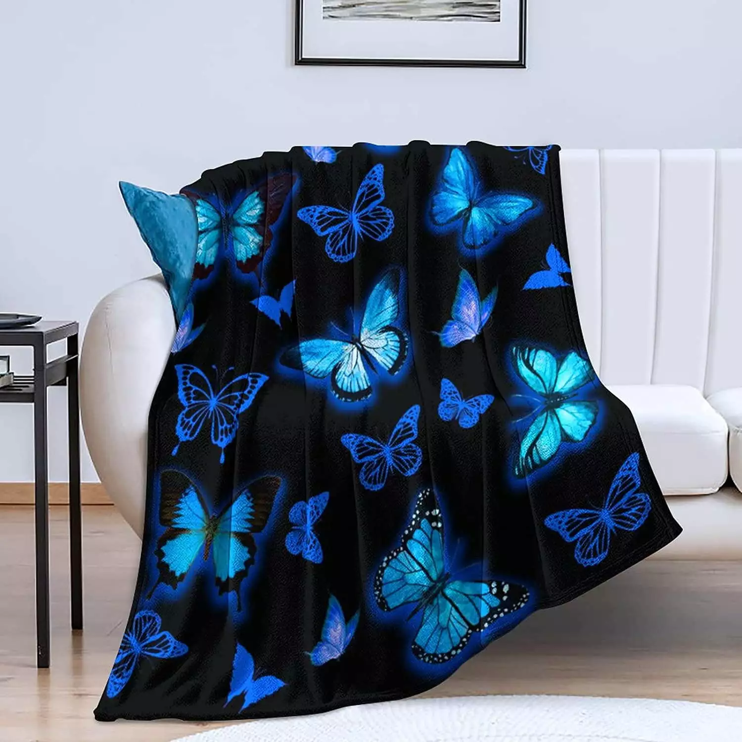 Yibo Butterfly Blanket Blue Butterflies Throw Blanket Ultra Soft Flannel Beautiful Butterfly Blanket Gifts