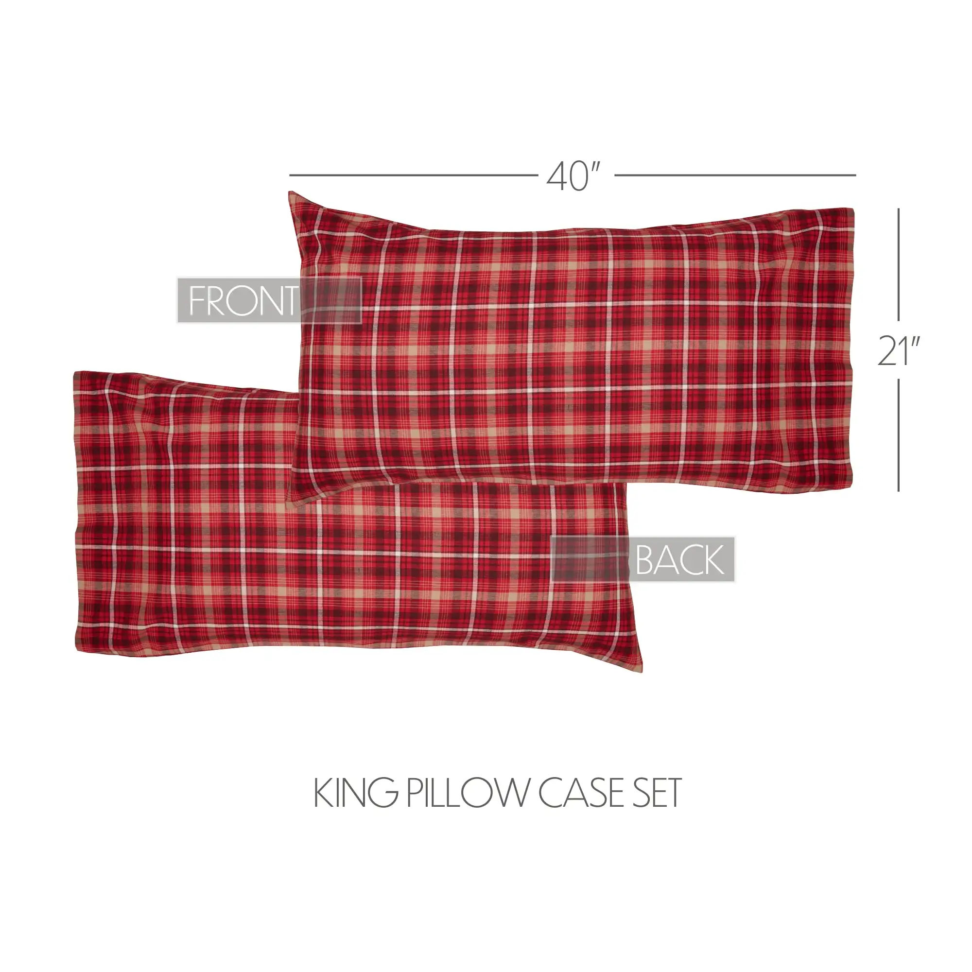 Cedar Ridge King Pillow Case Block Border Set 2 21x40 Inches VHC