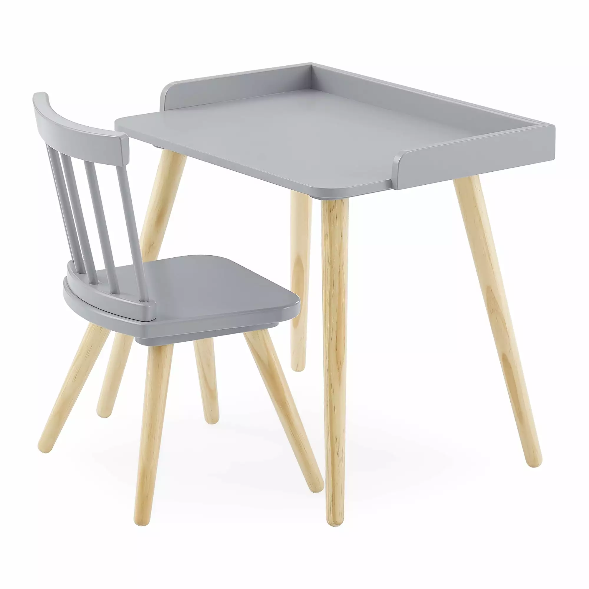 Delta Children Essex Desk & Chair Set Green Guard Gold Certified Grey Natural Kids Study Desk