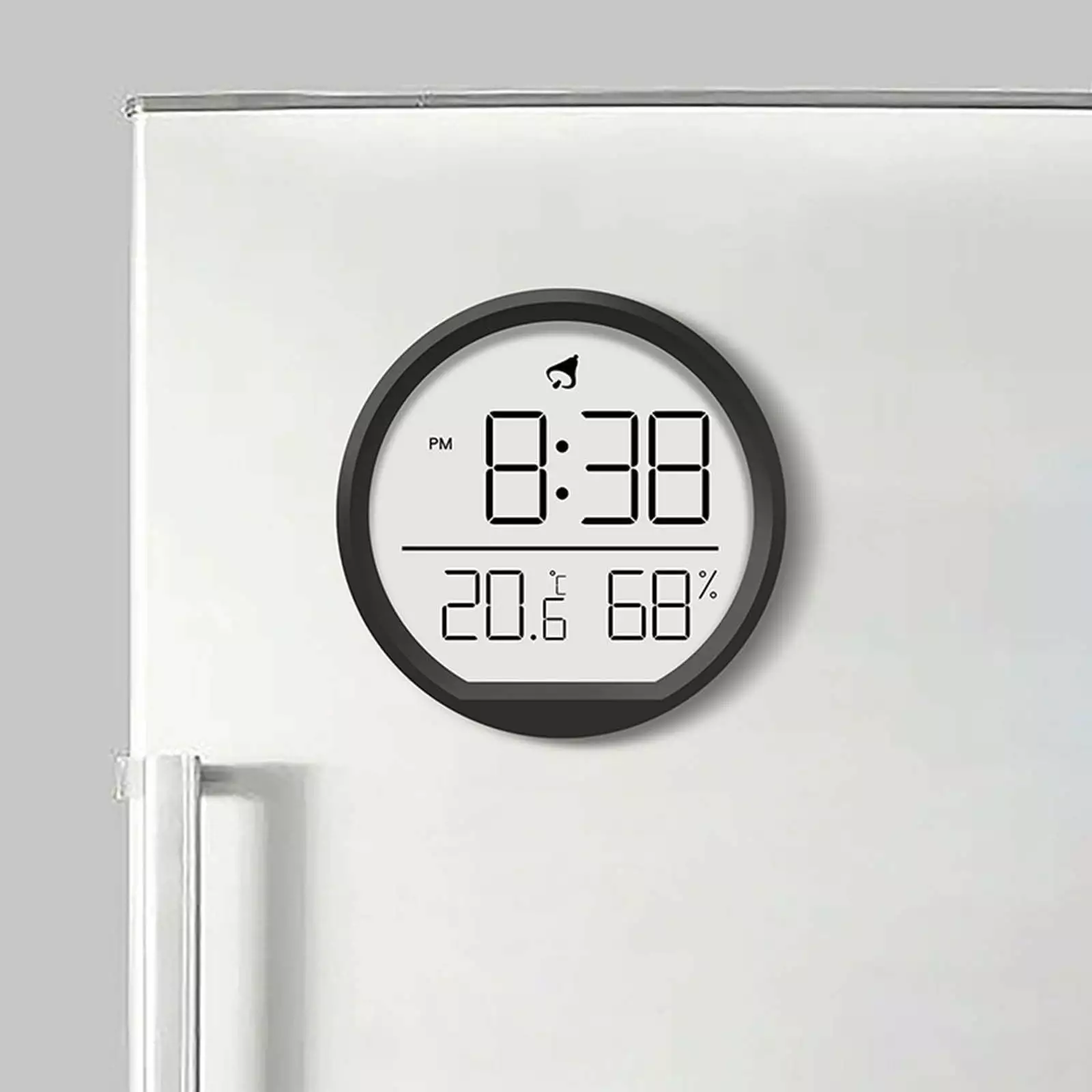 Akmoler Temperature Humidity Meter Clock Indoor Digital Display Wall-mounted Kitchen Clock