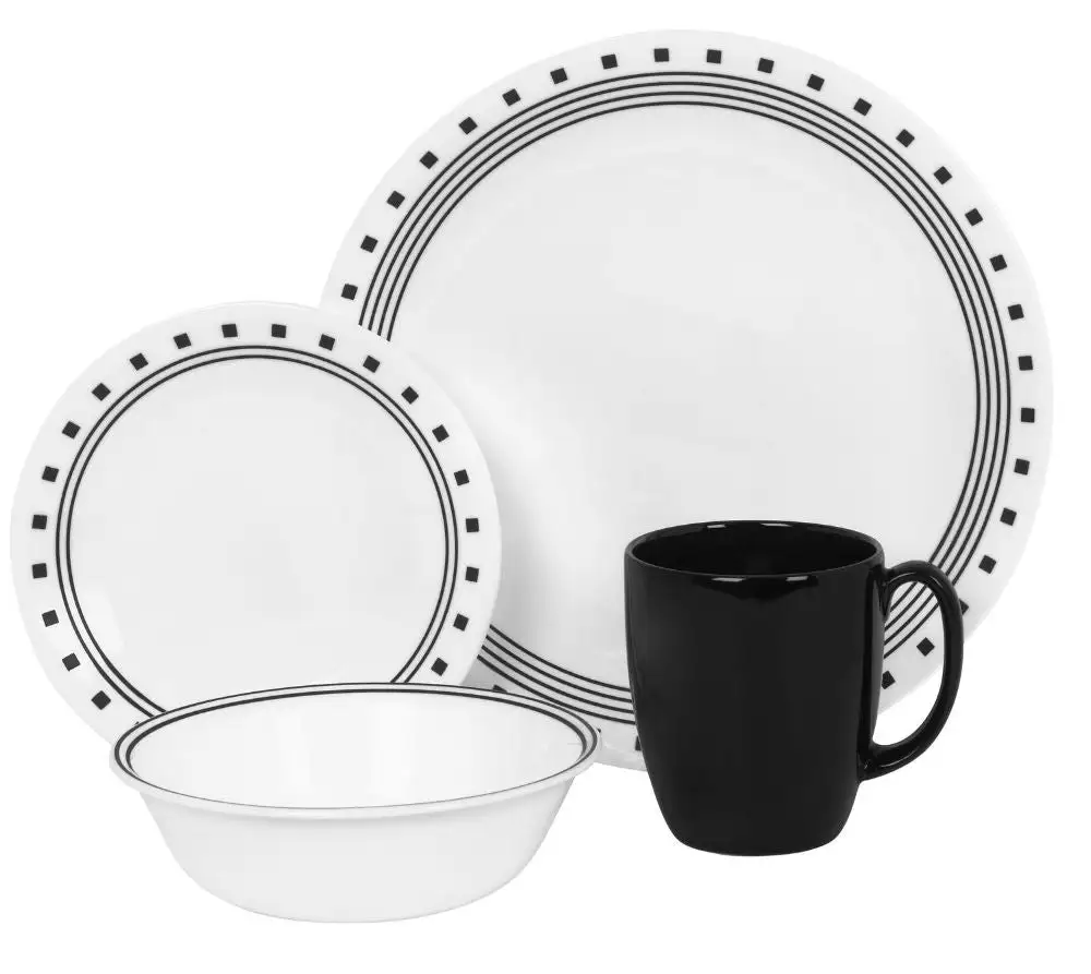 Corelle 1074208 Livingware City Block Dinnerware Set 16-Piece