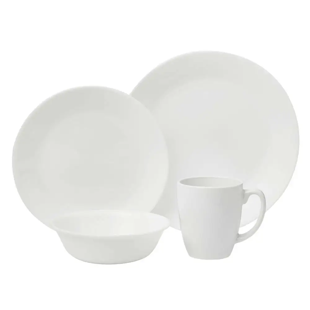 Corelle 6022003 Livingware Dinnerware Set Winter Frost White 16-Piece