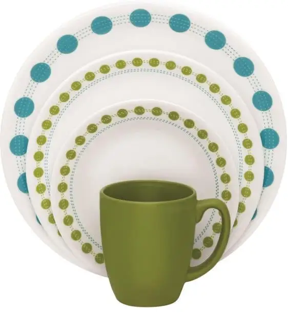 Livingware 16-Piece Dinnerware Set Porcelain Plates Bowls Cups Dishes Service Corelle