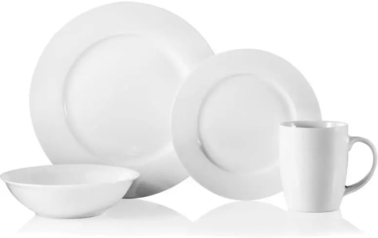 Oneida D137916 Naturally White 16-Piece Dinnerware Set Porcelain Dishes