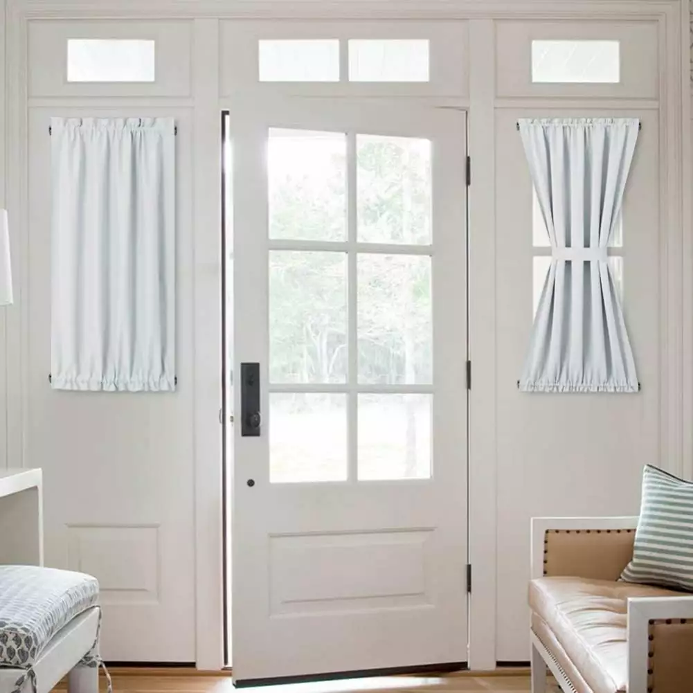 French Door Curtains Thermal Blackout Curtain Panel Rod Pocket 25x40 Inches Kitchen Patio Doors Grey Ghost Gear