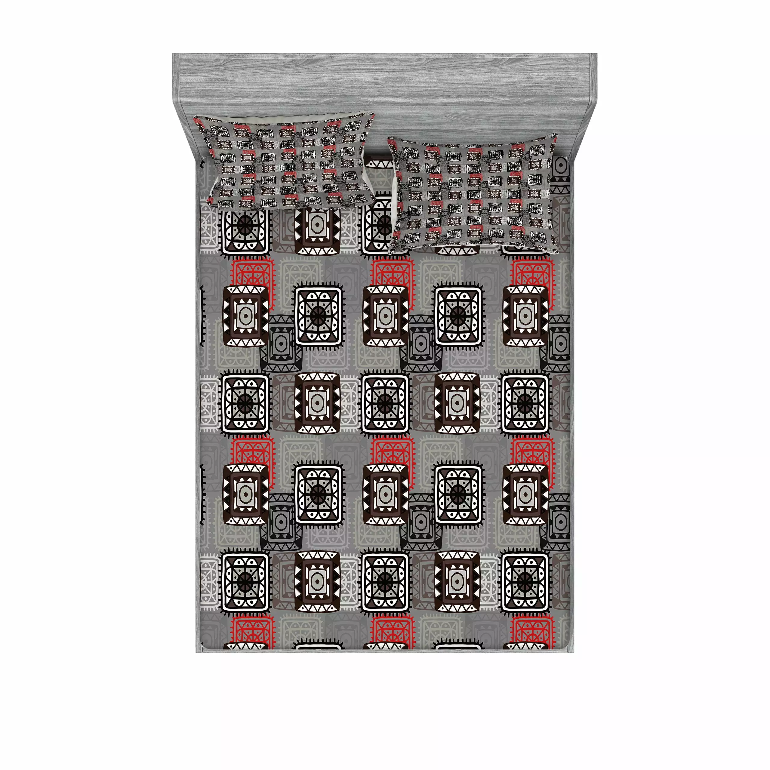 Ambesonne Ethnic Fitted Sheet Pillow Sham Set Aztec Ornament Lace Queen Size