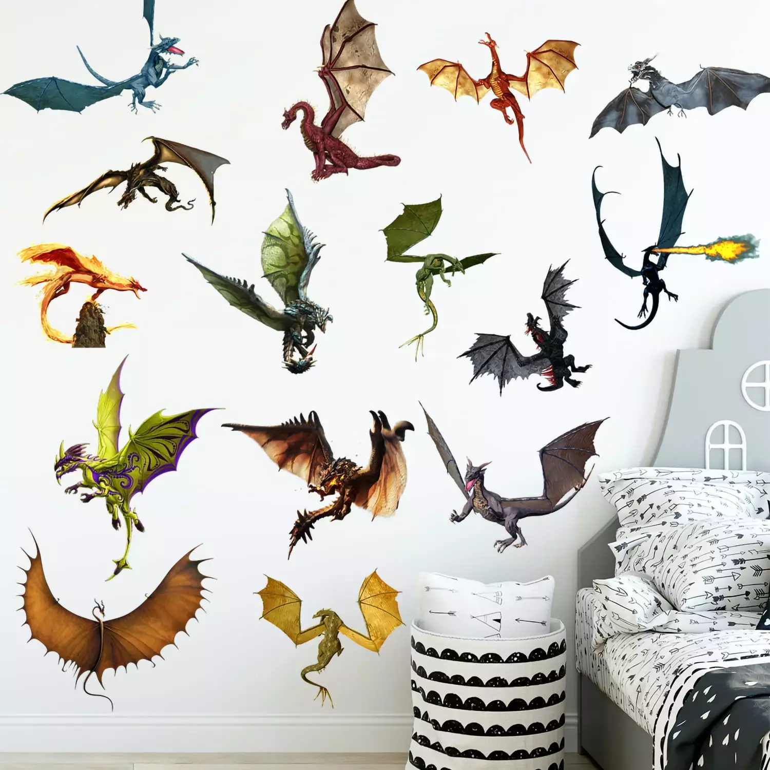 3D Fantasy Dragon Wall Decal Peel & Stick Flying Dragon Sticker Kids Living Room Nursery MEFOSS