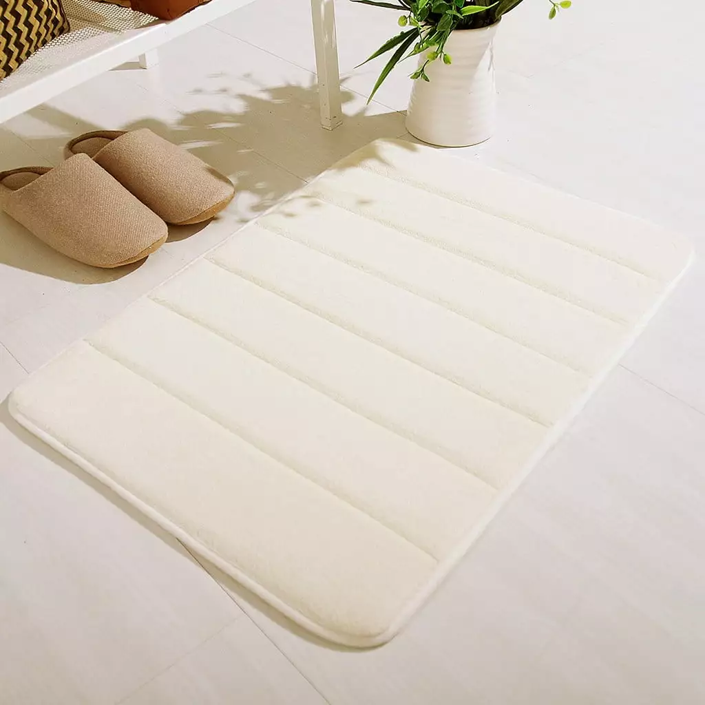 RUIZI Coral Fleece Non Slip Absorbent Memory Foam Indoor Throw Rug Bathroom Dining Room
