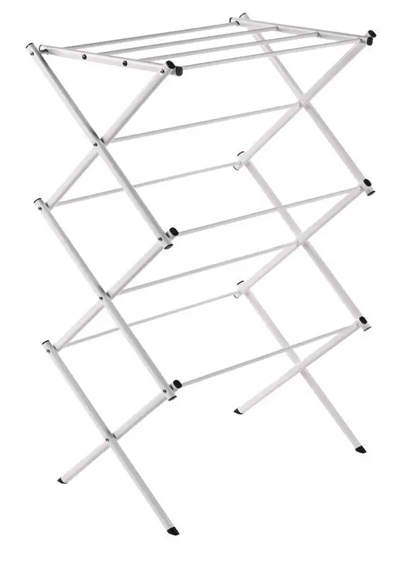 Polder 42 Inch Steel Accordion Collapsible Clothes Drying Rack Indoor and Outdoor Use