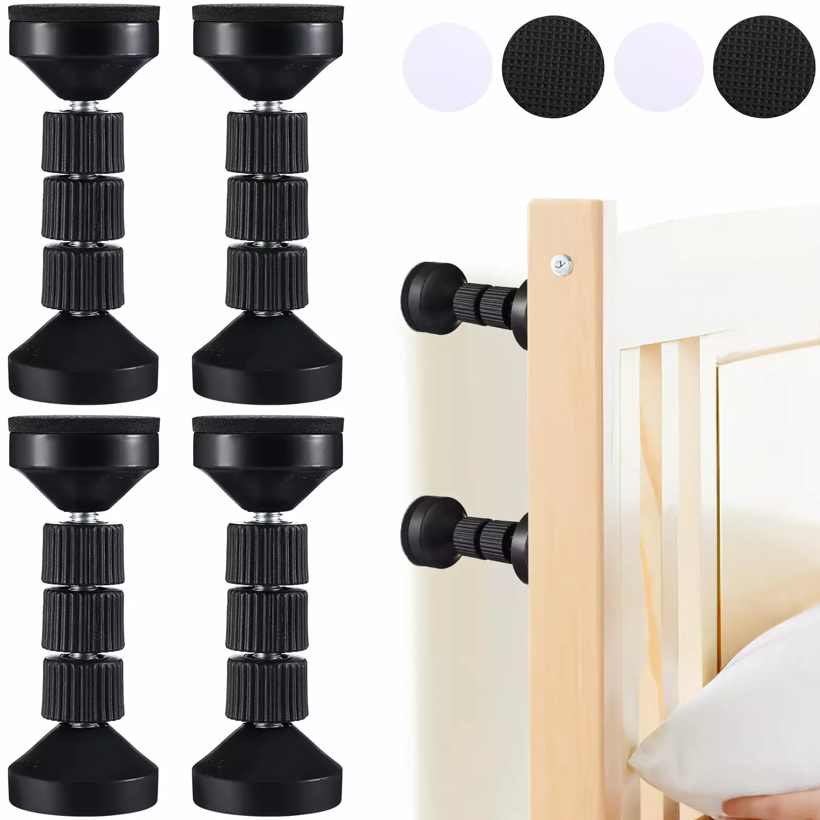 4Pcs Bed Frame Stoppers Threaded Holder Wall Stabilizer Anti-Slip Furniture Anchors Safety Eease