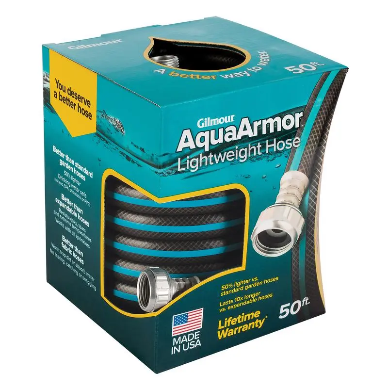 Gilmour AquaArmor 1/2 Inch D x 50 ft L Expandable Lightweight Garden Hose