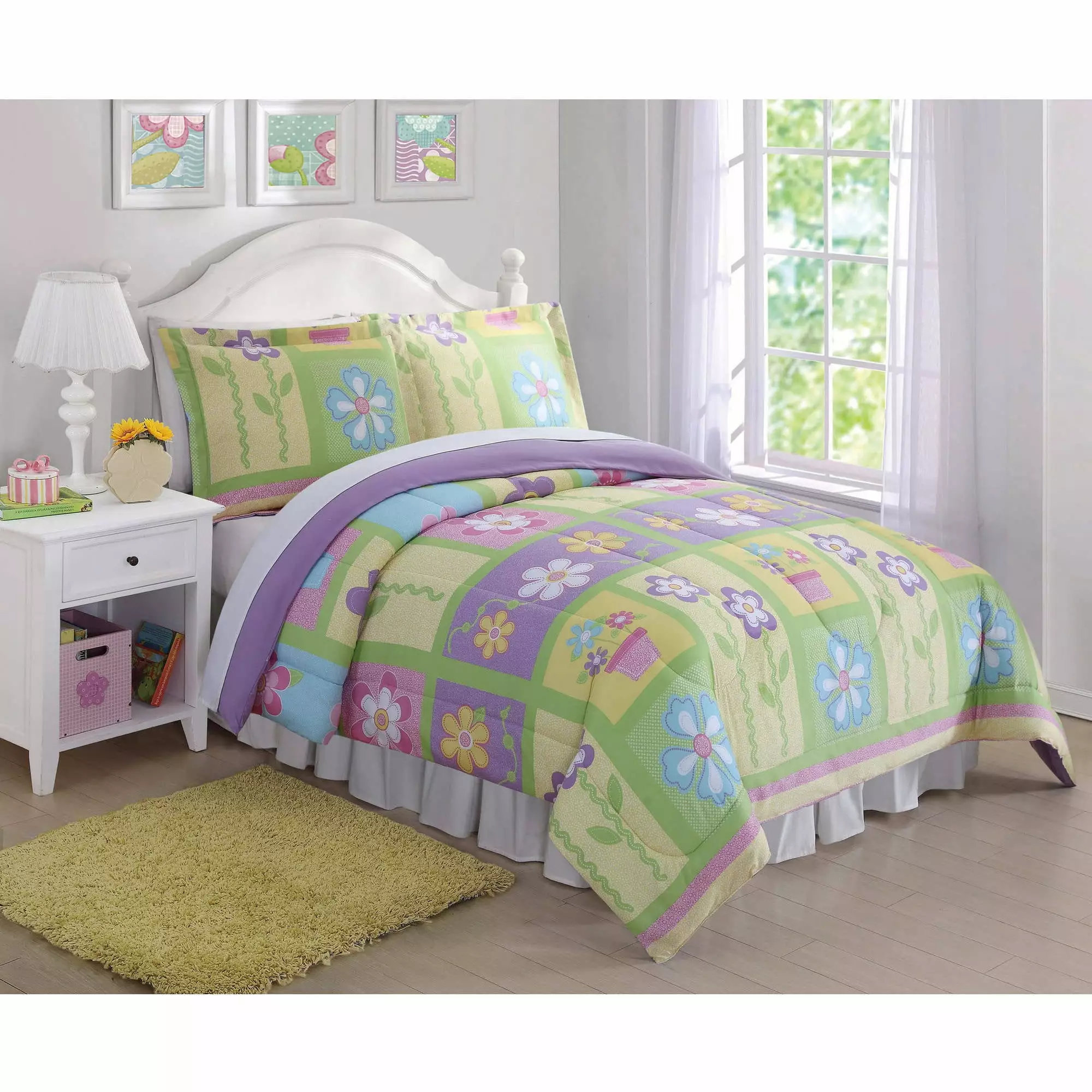 Kids Sweet Flowers Twin Bedding Set Floral Print Duvet Cover Girls Room Decor Laura Hart