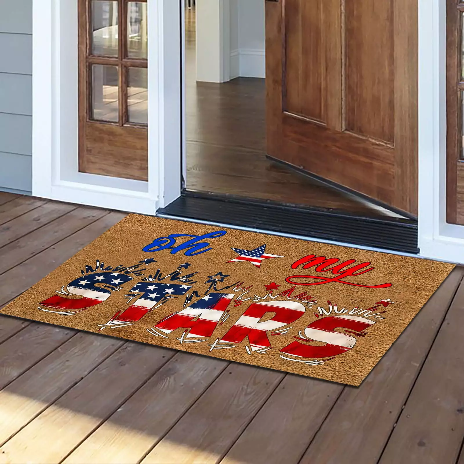 Pretxorve Independence Day Carpet Water Absorption Kitchen Bathroom Indoor Mat