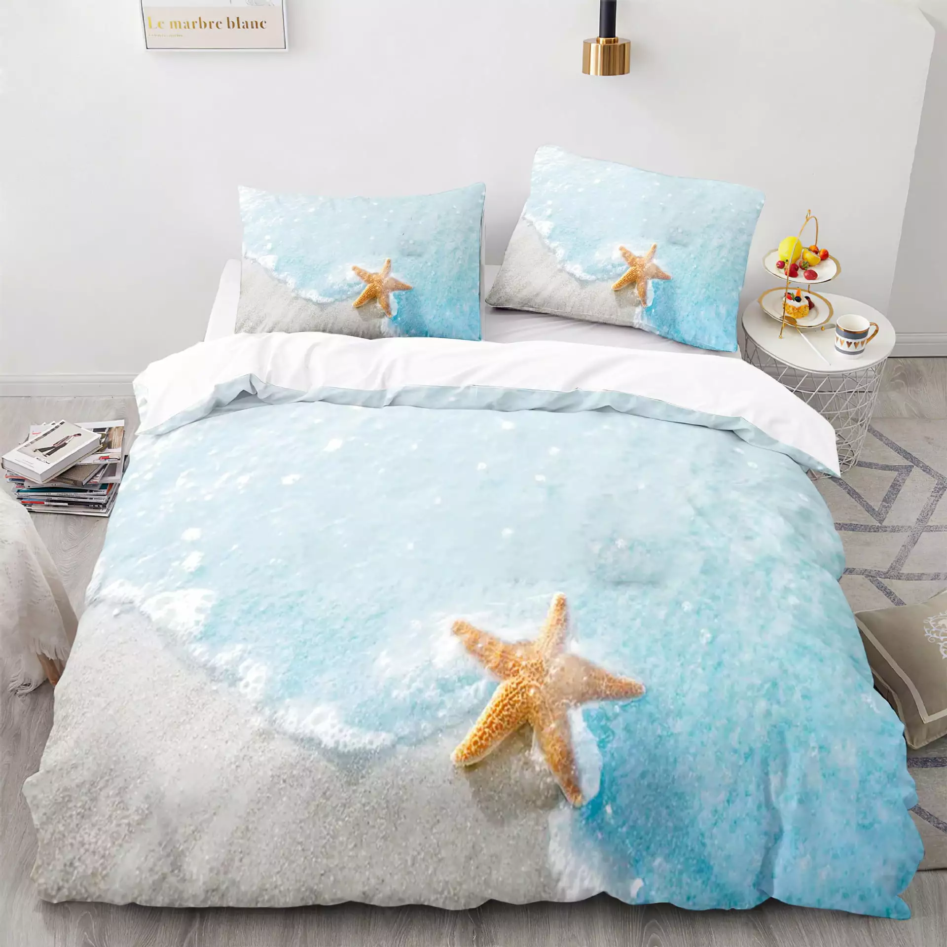 Fish Scale Soft Quilt Cover Bedding Set 3 Pieces Pillowcases Kids Teens Adults AOUPVAY