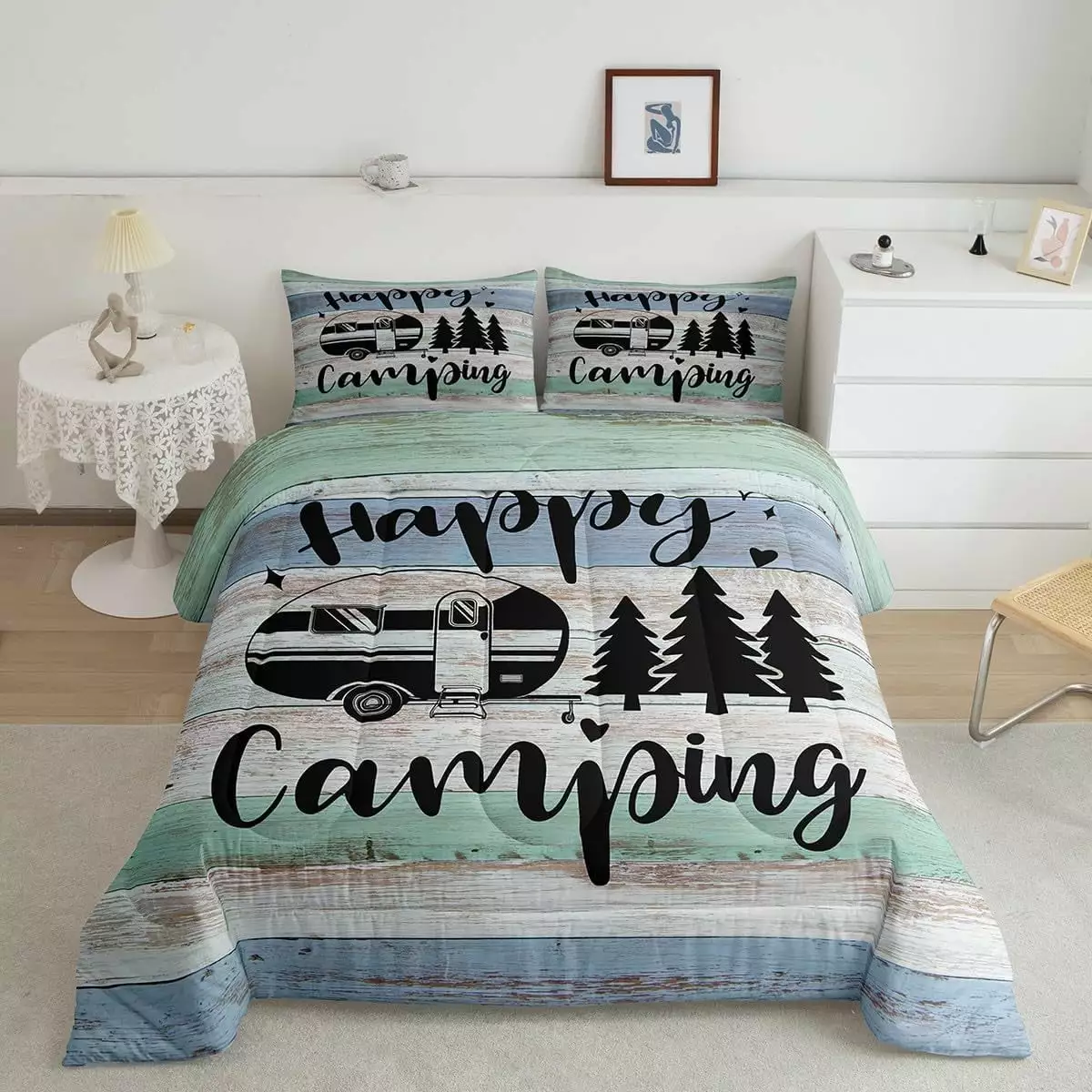 Truck Camper Accessories Easeer Set Camper Bedding Sets Youth Teens Happy Camping Duvet Bedding Easeers RV Inside Decor Bi...