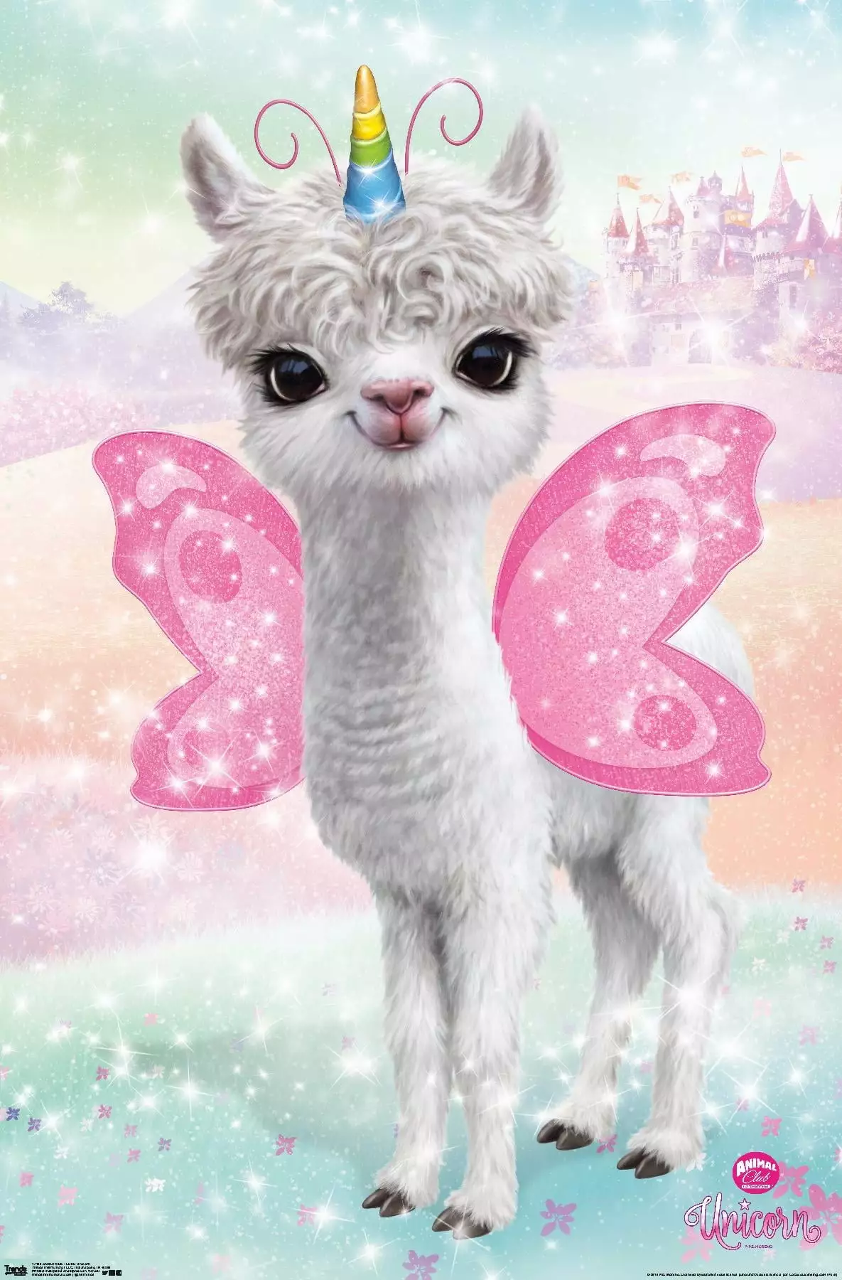 Animal Club Llama Unicorn Wall Poster 22.375 x 34 Inch Kids Room Decor Trends International