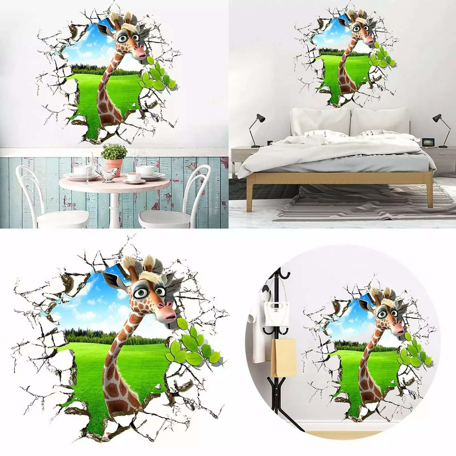 Cute Giraffe Wall Stickers Kids Room Decor Nursery Living Classroom Fall Decoration Window Art AZZAKVG