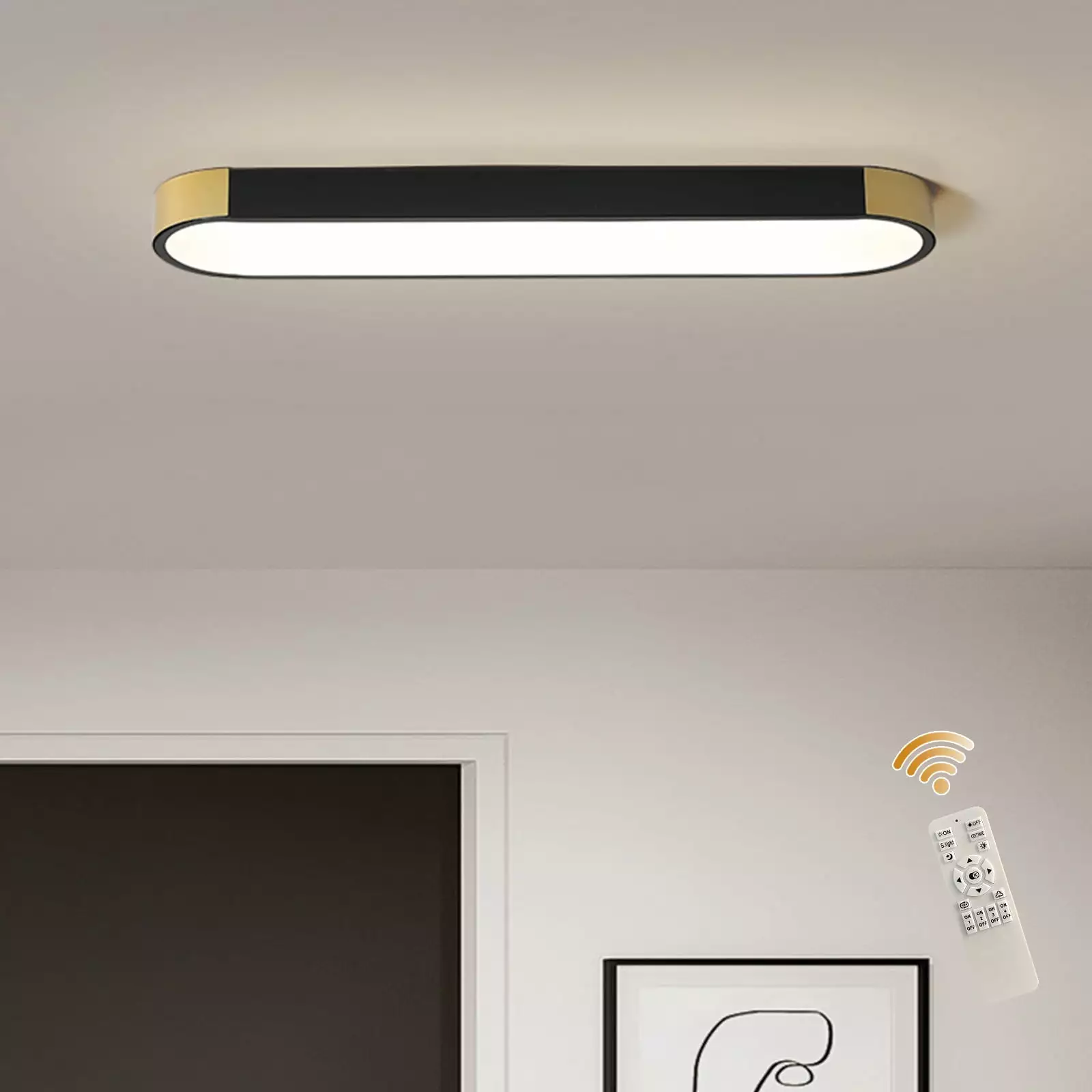 Garwarm Modern LED Flush Mount Ceiling Lights Dimmable LED Ceiling Lamp Remote Control Acrylic Linear Ceiling Lighting Fix...