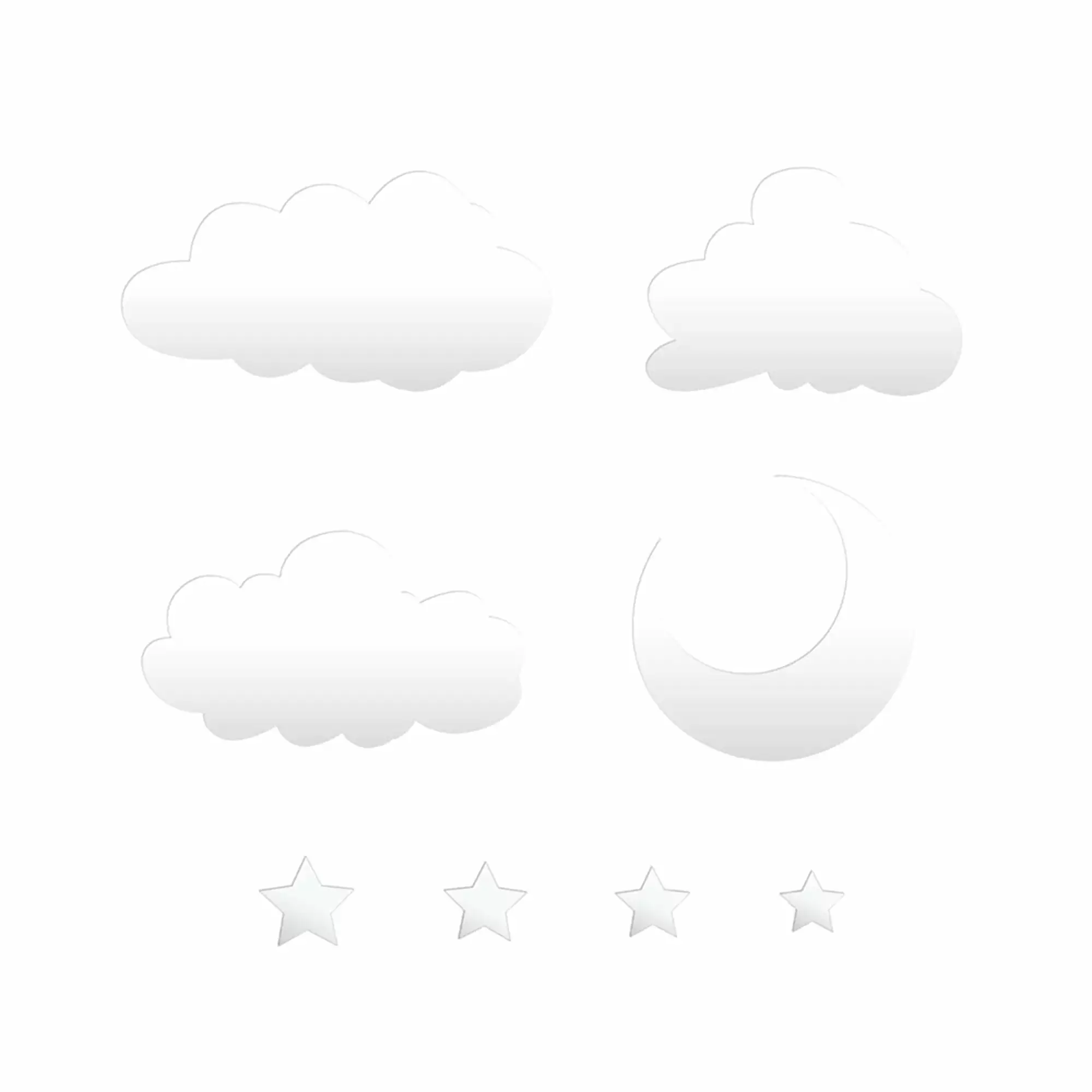 ELF Mirror Wall Stickers Cloud Moon Star Shape Acrylic Mirror Decor Bedroom Living Room