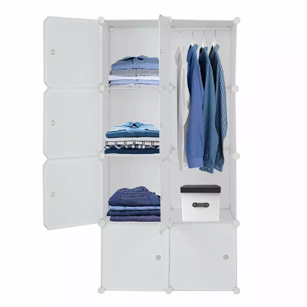 Zimtown 8-Cube DIY Modular Cubby Shelving Storage Clothes Rod and Door FCH