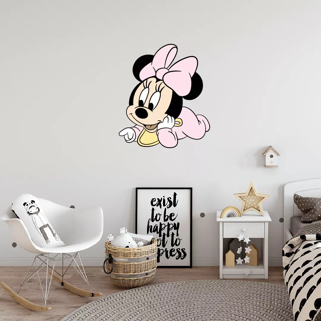 Kids Nursery Bedroom Walt StickerDecal Young Minnie Mouse Wall Art Decal - 20 x 22 Vinyl Removable Cartoon Decor DS Designs