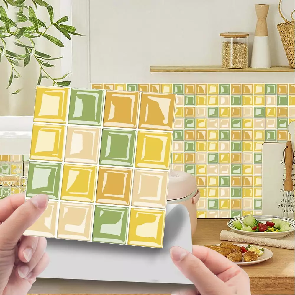 10PCS 3D Wall Tiles Peel and Stick - Crystal Backsplash Stickers Bathroom Kitchen DIY ANGUYU