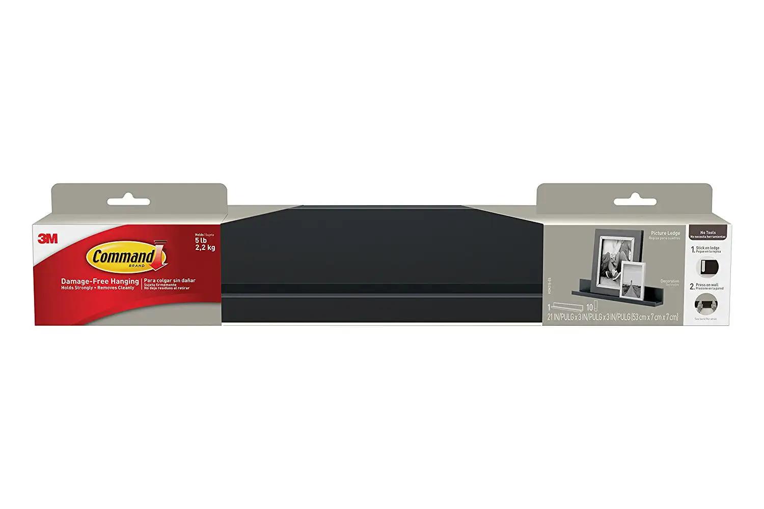Command HOM21S-ES Picture Ledge 10 Strips Slate 21 Inch Wall Shelf