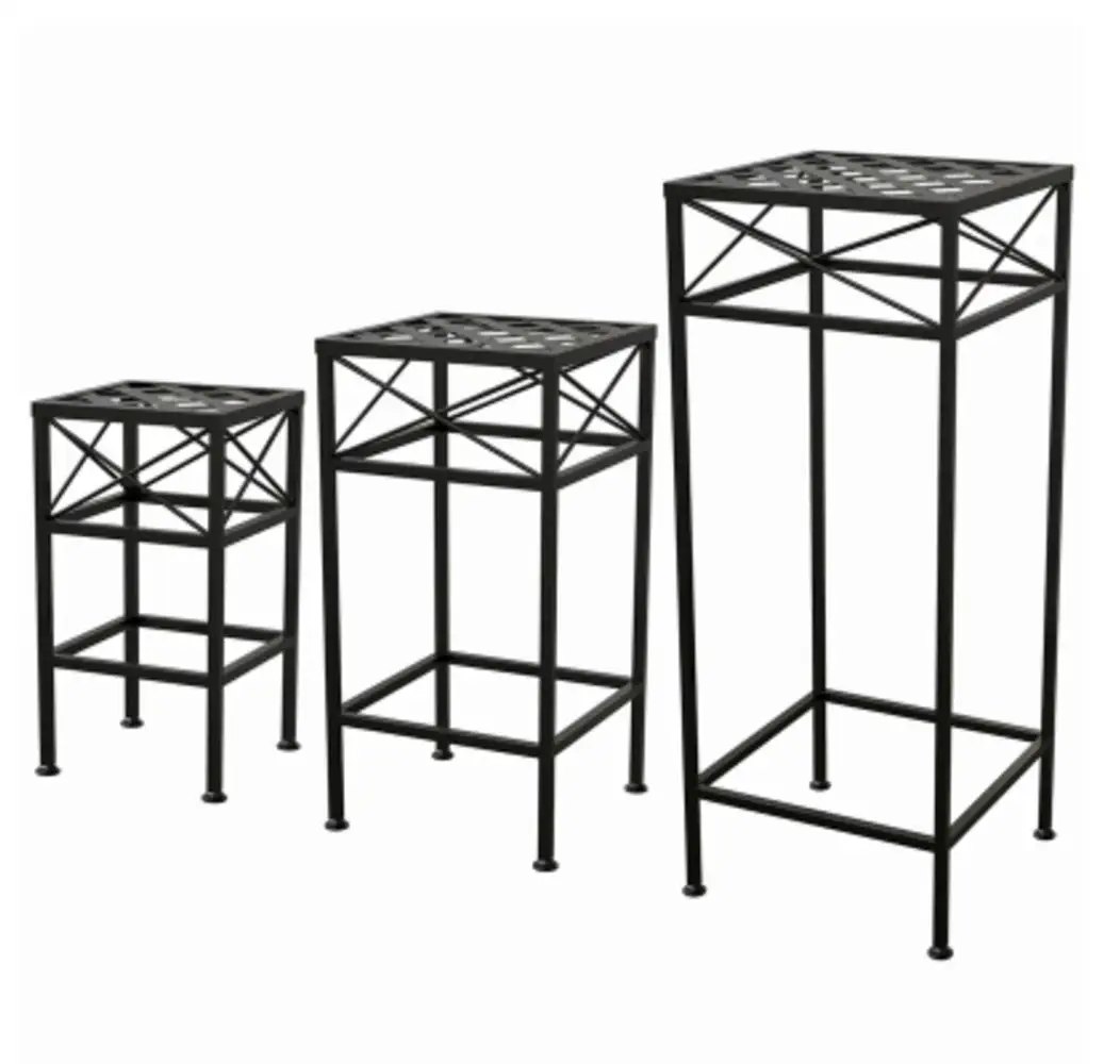Panacea 82216 Nested Cross Hatch Square Plant Stands Steel