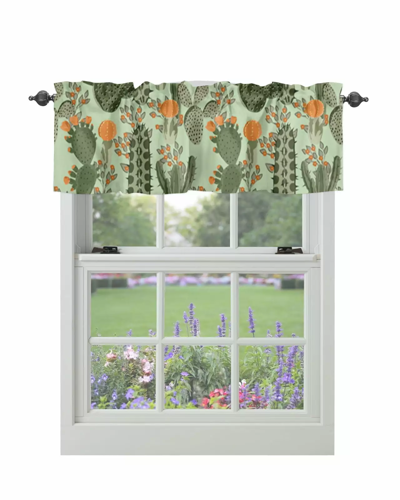 Cactus Valance Curtains Windows 60x18 Inches Tropical Plant Decor Rod Pocket HuHuBubble