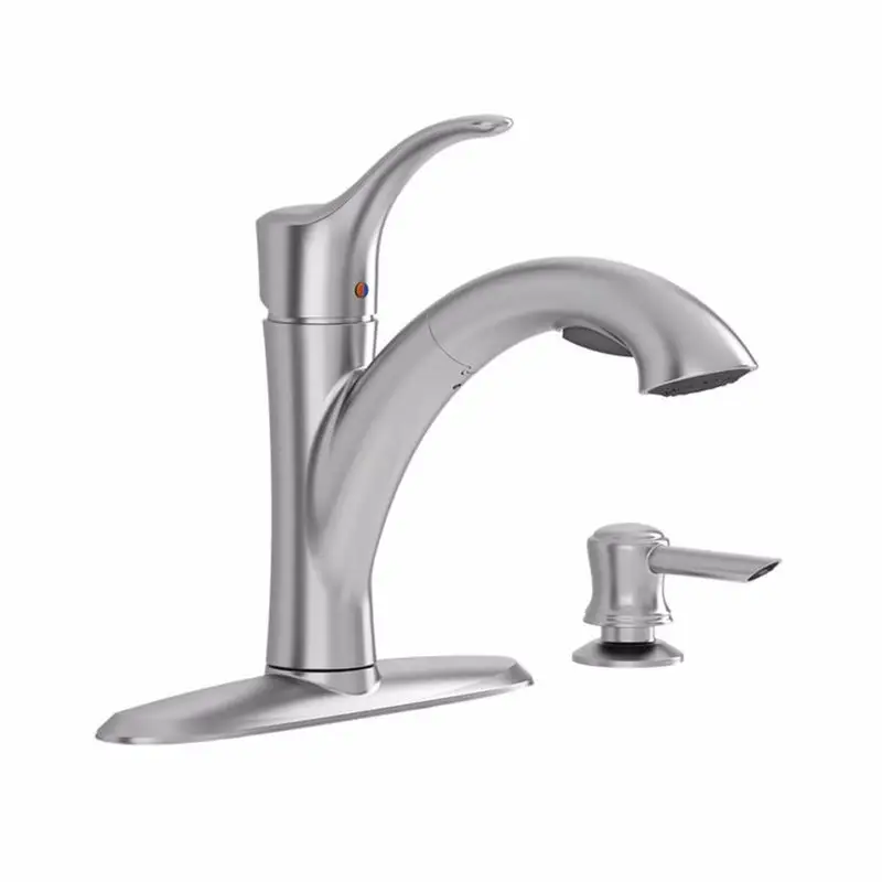 American Standard Stainless Steel 1.8 GPM Mesa Pull-Out Kitchen Faucet Soap Dispenser