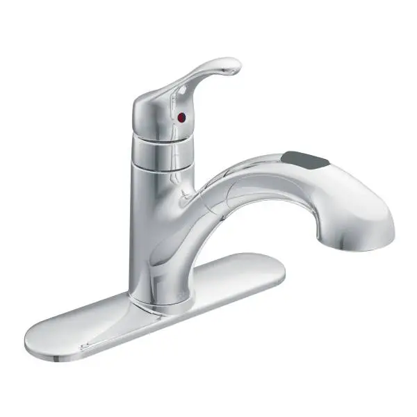 Moen CA87316C Renzo One-Handle Low Arc Pullout Kitchen Faucet Chrome Finish Sleek Design