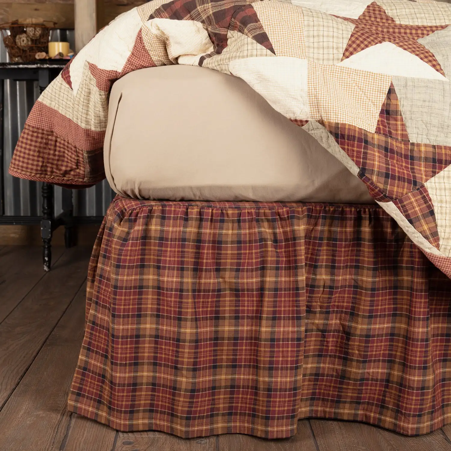 Abilene Star Queen Bed Skirt 60x80x16 Inches Bedding Accessory VHC