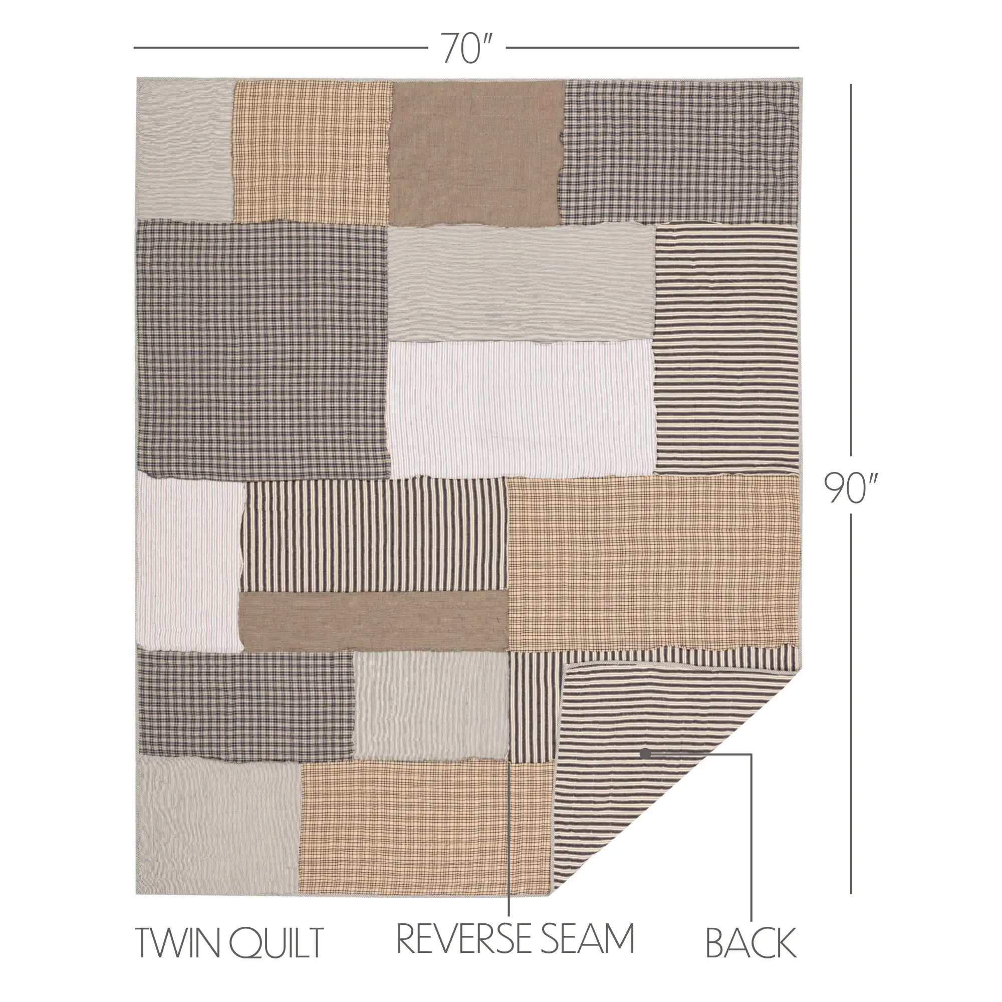 Beckham Plaid Queen Bed Skirt 60x80x16 - Stylish Bedding Accessory VHC