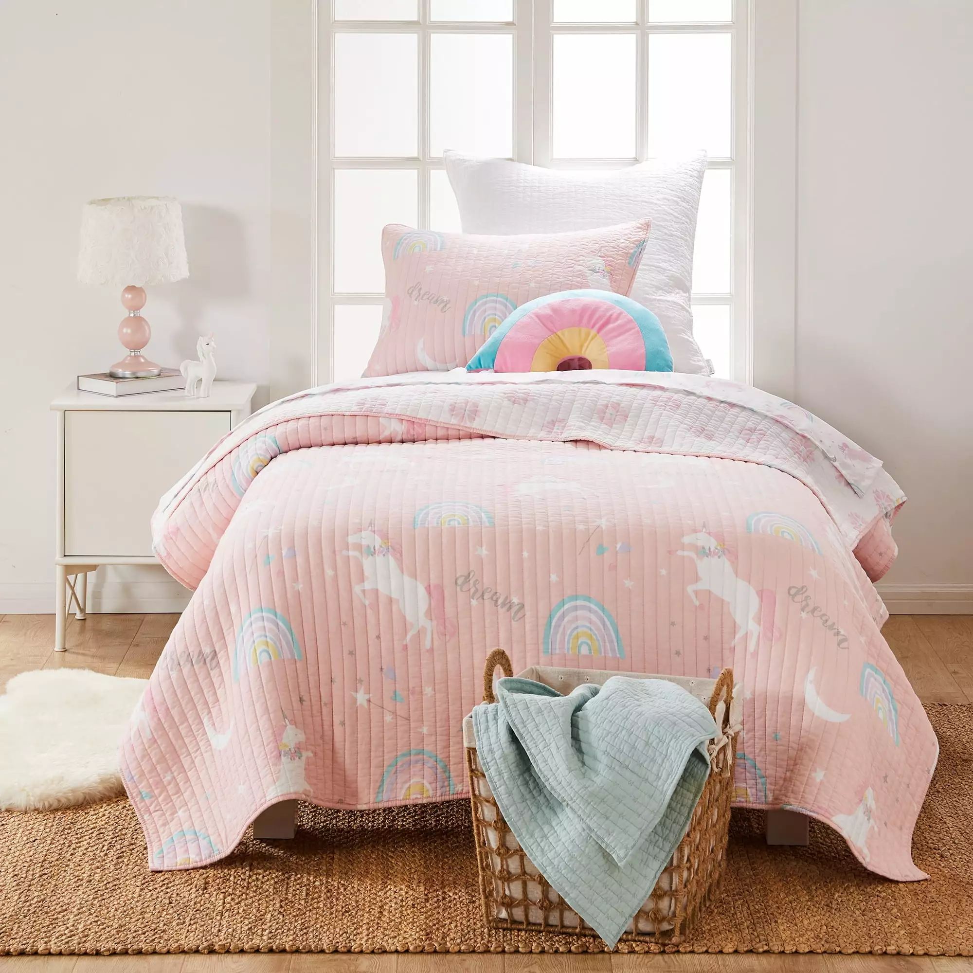 Levtex Home Melody Quilt Set Twin/Twin XL Quilt and Sham Whimsical Unicorn Cotton Reversible