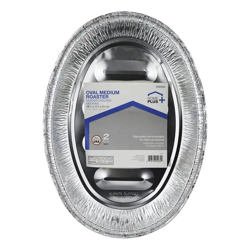 Home Plus Durable Foil Oval Roaster Pan 11-1/2 x 16-1/2 Silver 12 Pack